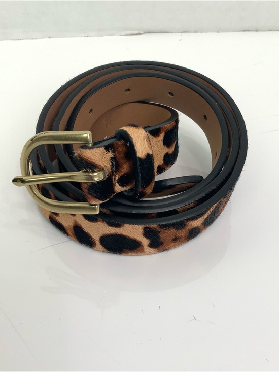 J. Crew Accessories - J. Crew Women’s Sz M/L Calf Hair Leopard Print 1” Belt Gold Tone Buckle #AH687